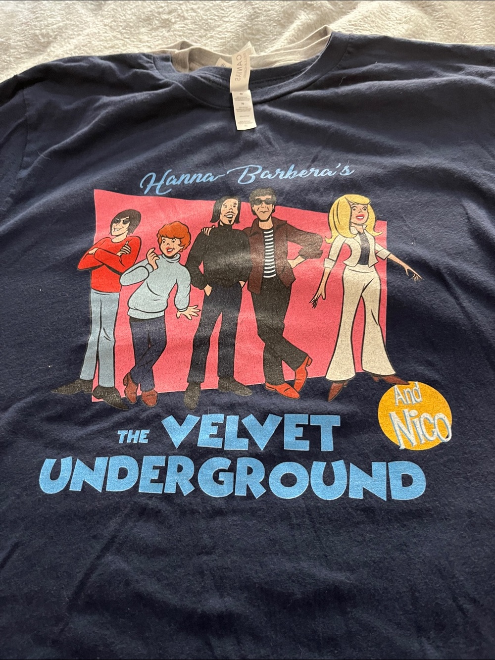 Rare and unique NWOT Hanna-Barbera The Velvet Underground Navy Graphic T unisex - Picture 6 of 6